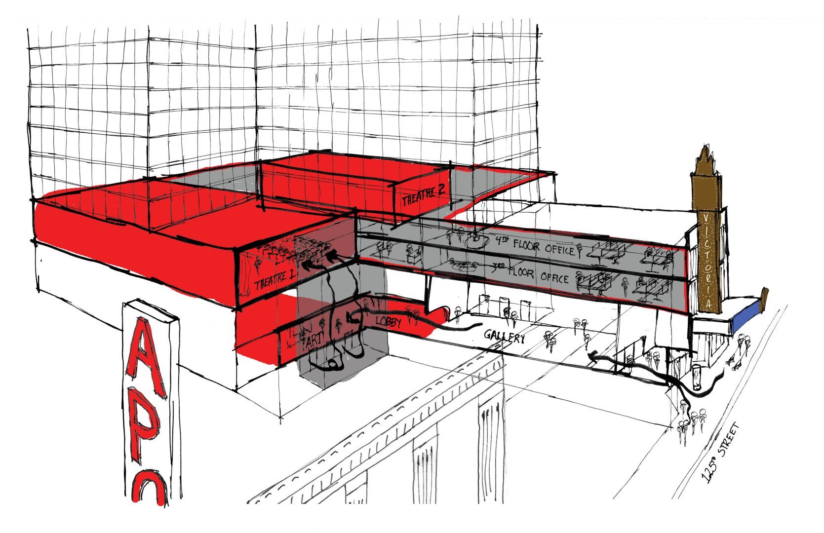 A rough sketch of the new Victoria Theater