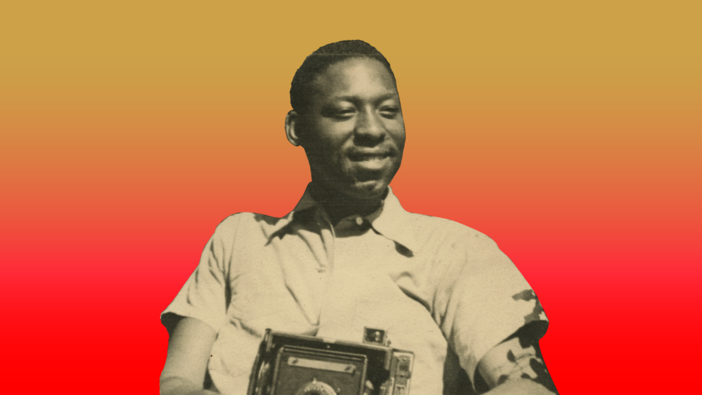 A portrait of Apollo House Photographer Gordon Anderson with his camera